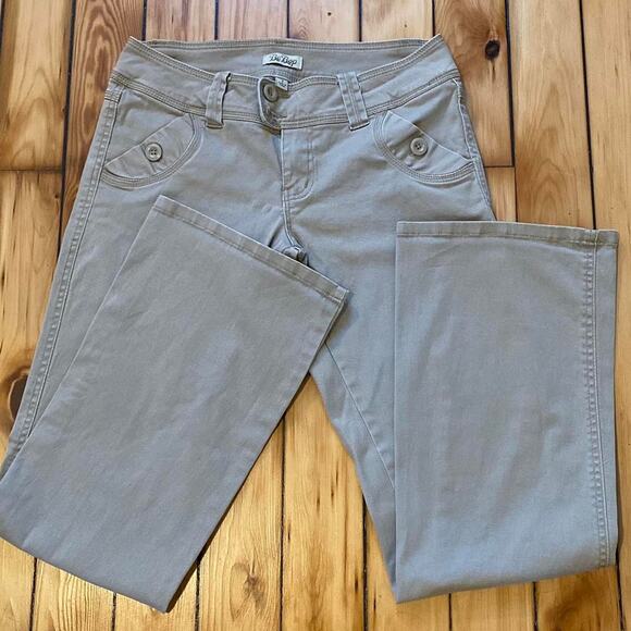 Vintage Y2K 2000s BeBop Low Rise Light Khaki Flare Pants Size 7 - Picture 1 of 4